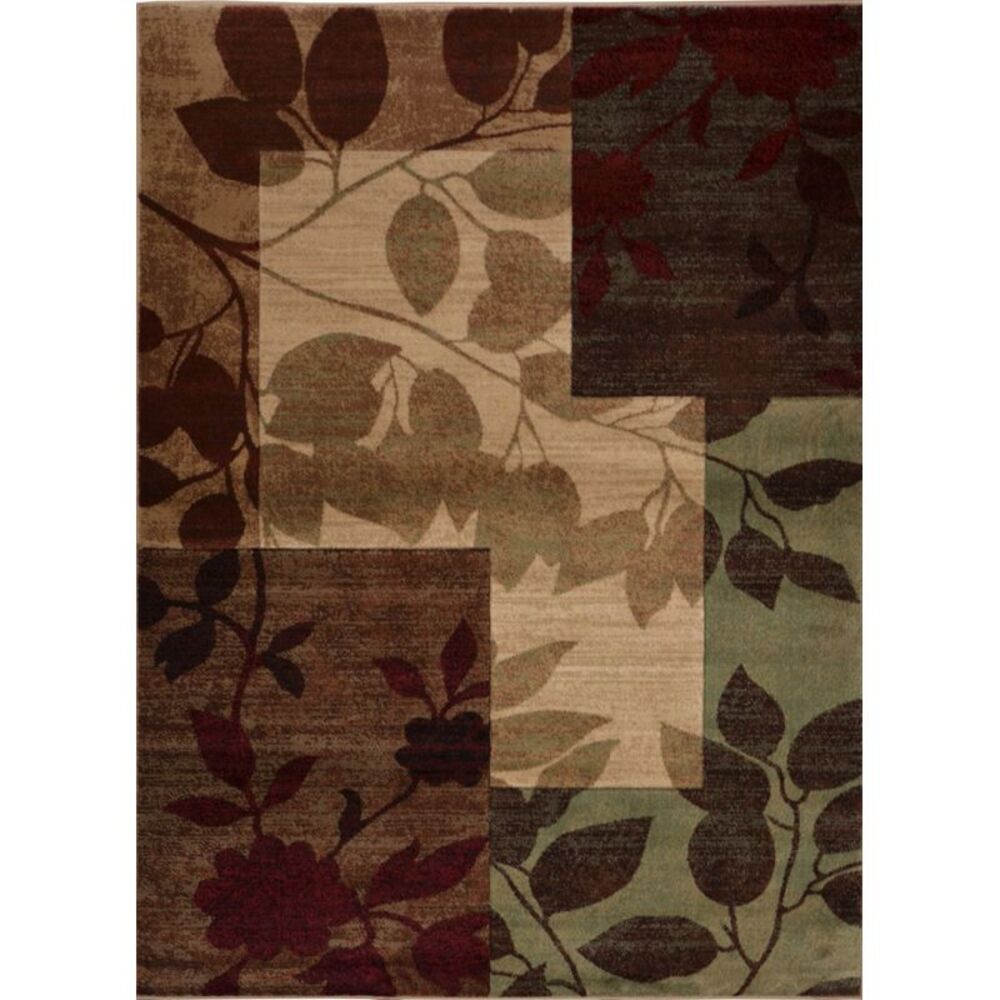 Transitional Leaf Multi Area Rug 3x5 Casual Squares Vines - Actual 3'3" x 4'7"